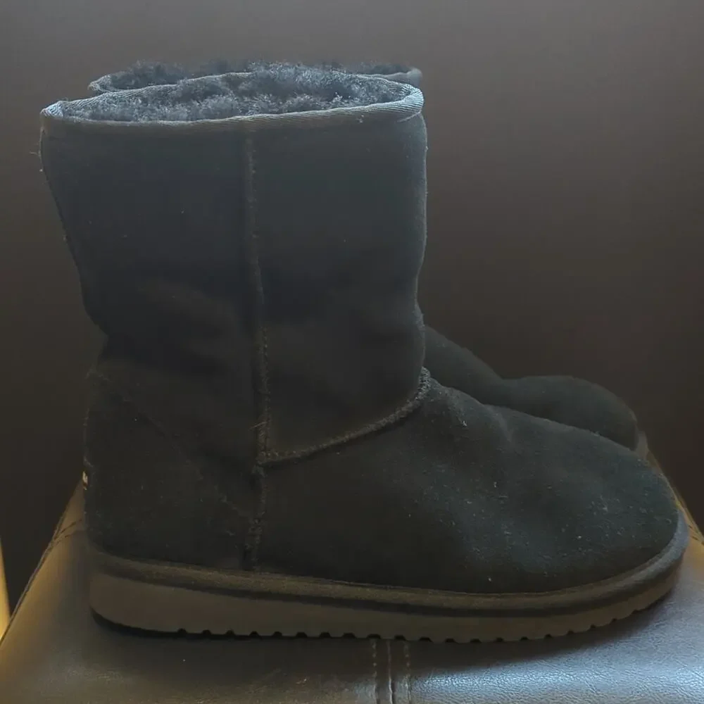 Koolaburra by Ugg Black Classic Koola Mid Calf Short Suede Leather Boots